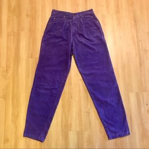80’s Vintage Sasson NY Royal Purple Corduroy Pants